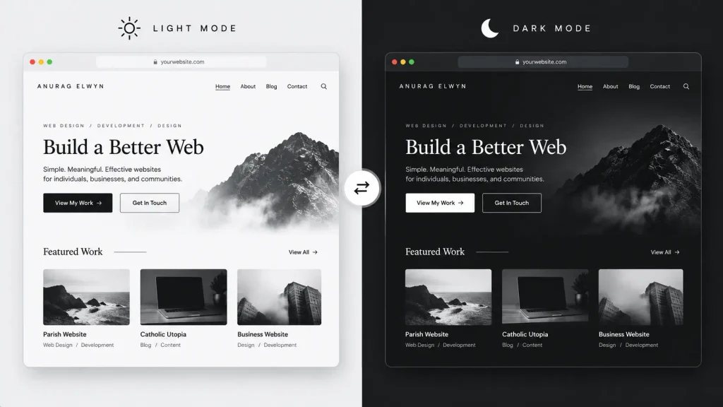 white and dark mode comparison image by Anuraag Elwyn Xess